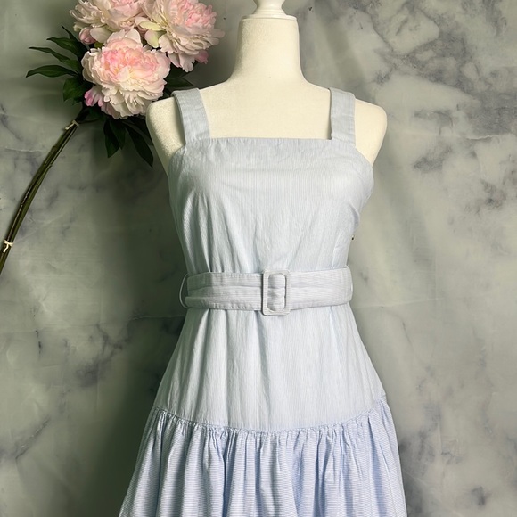Draper James Dresses & Skirts - Draper James Blue and White Stripe Eyelit Midi Summer Dress Size 4